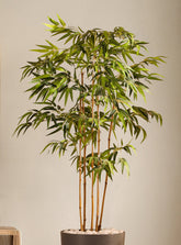 Alamkari India Fabric Artificial Bamboo Plant in Black Pot (150 cm)